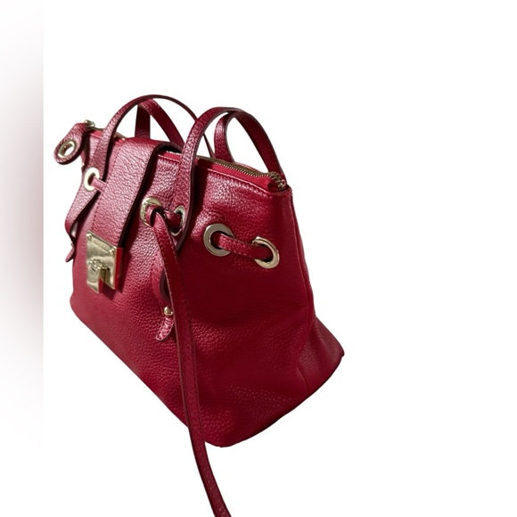 Jimmy Choo Cherry Red Pebbled Leather Shoulder Bag with Gold Hardware - Picture 5 of 10